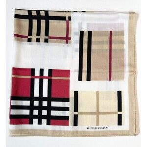 Burberry Scarf Plaid Nova Check Pattern Beige, Red & Black Preppy Iconic
